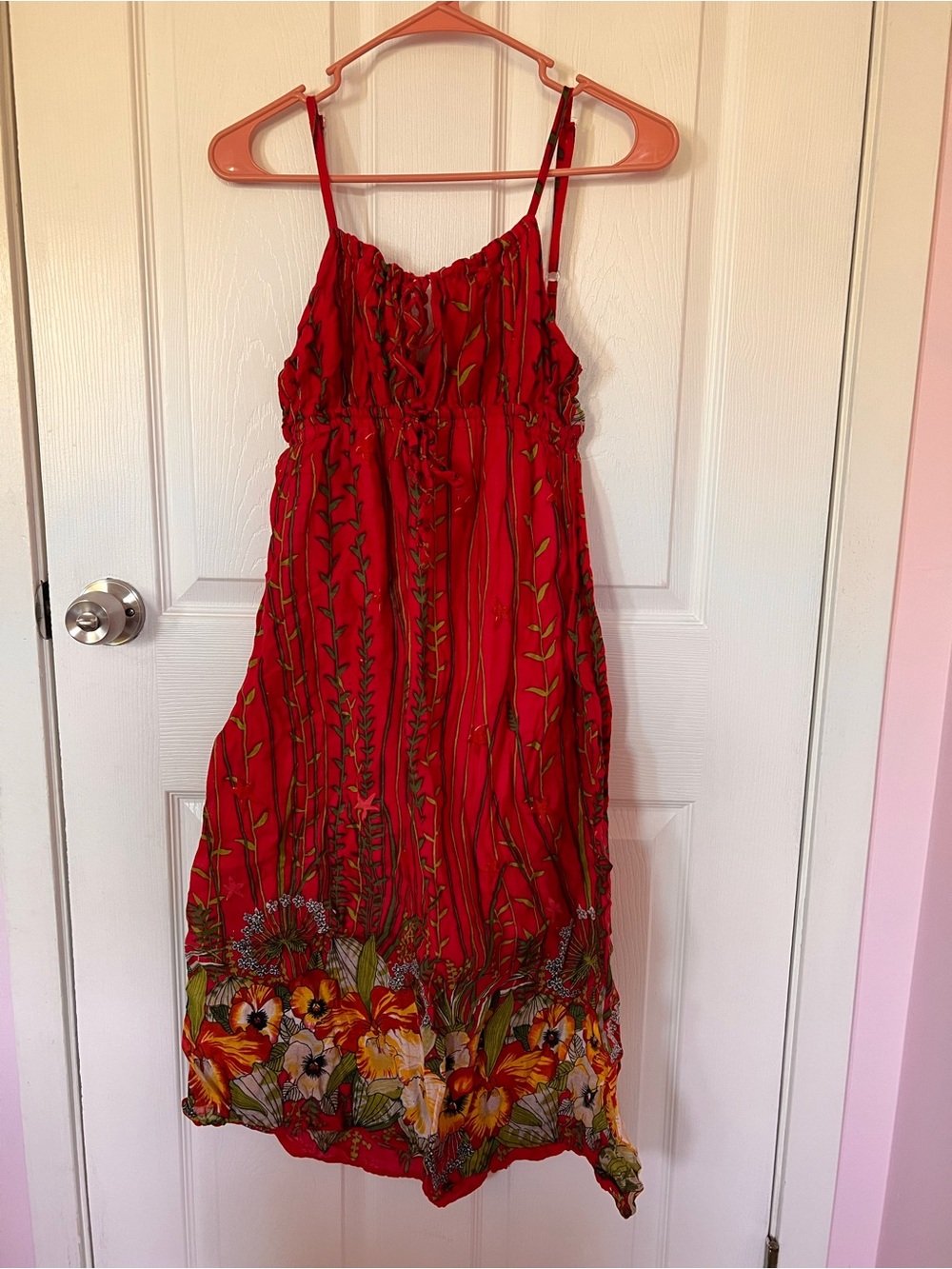 Red Floral Sundress with Adjustable Straps